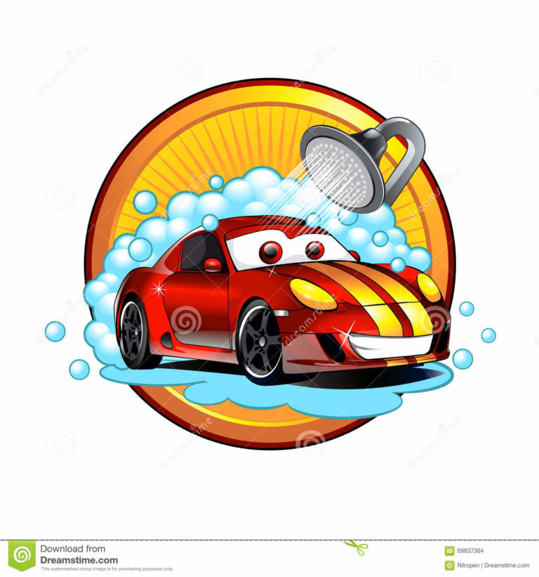 Funny Cartoon Car Wash Vector Illustration 69837364