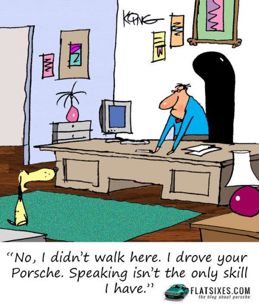 Smart Dog Porsche Cartoon 508x600